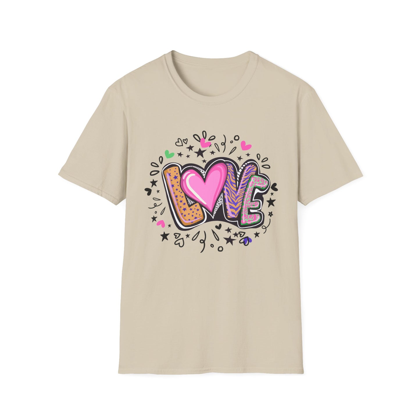 Colorful Love Graphic Unisex Softstyle T-Shirt