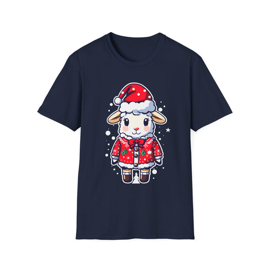 Sheep in Santa Hat T‑Shirt — Cute Christmas Lamb Holiday Tee