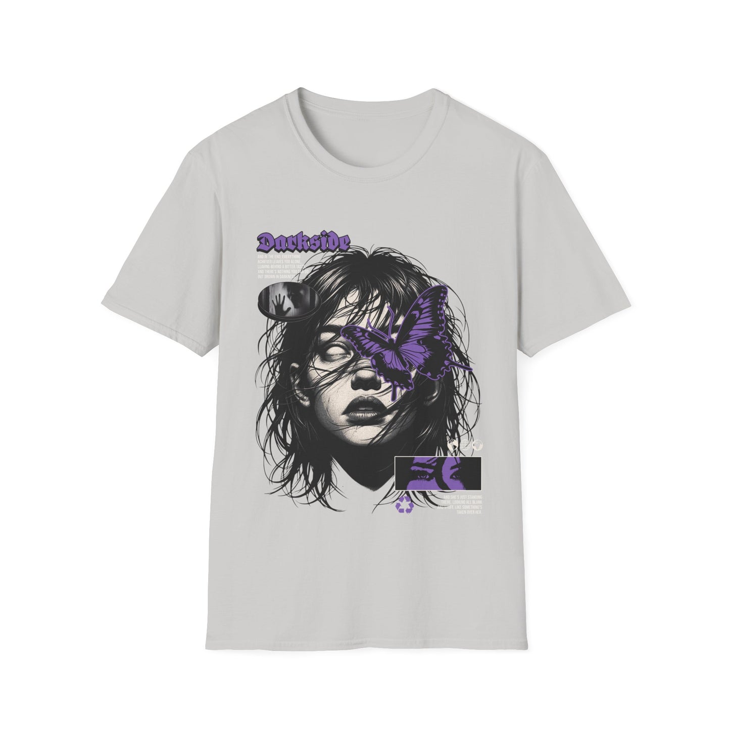 Graphic Tee - Moody Portrait with Purple Butterfly Accent