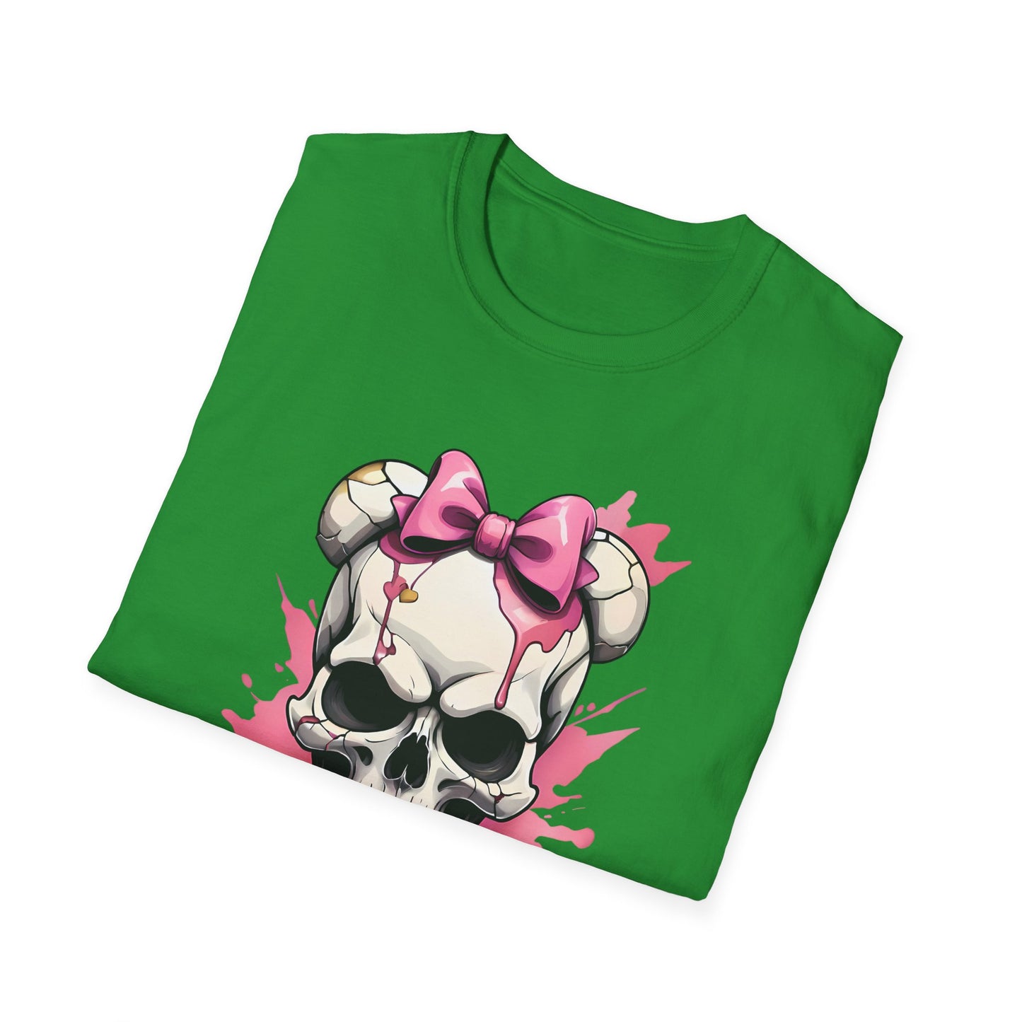 Skull Girl Graphic T-Shirt — Pink Bow Punk Skull Tee