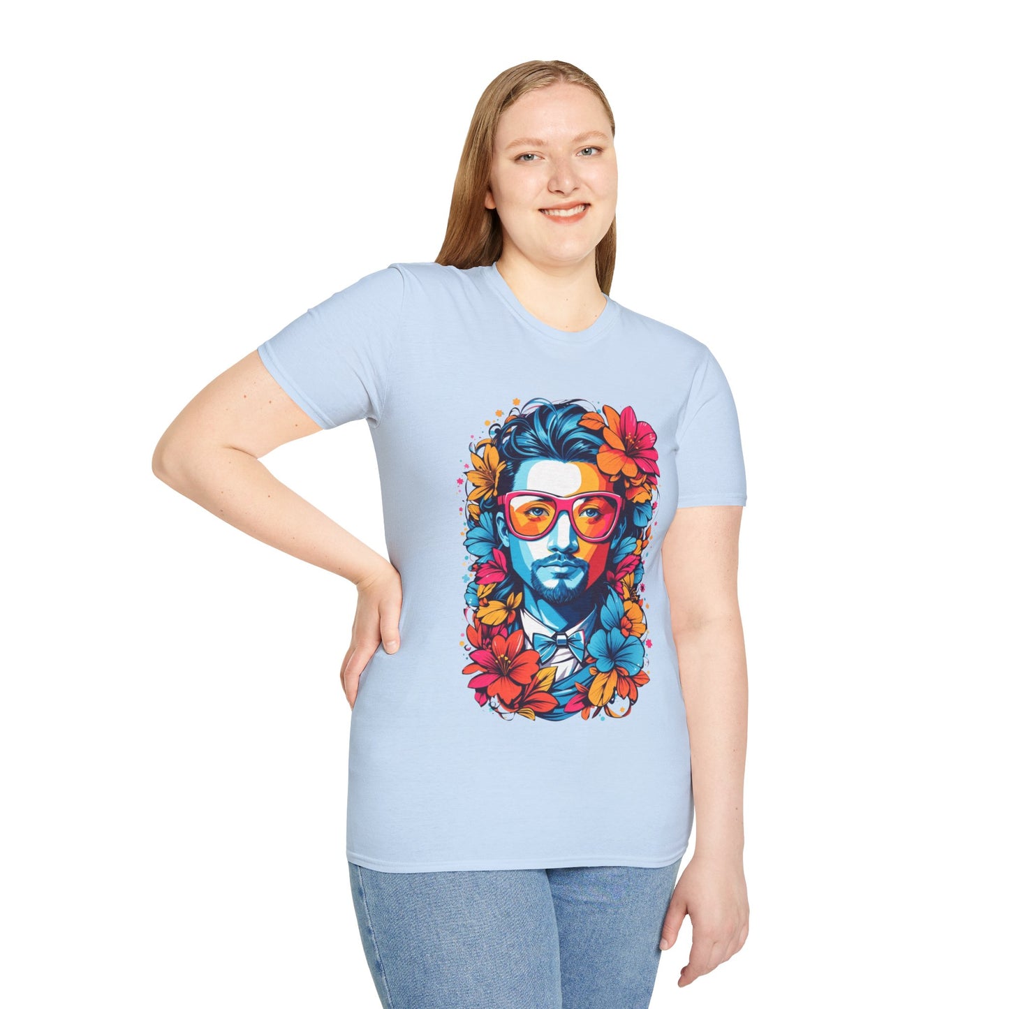 Vibrant Floral Portrait Unisex Softstyle T-Shirt