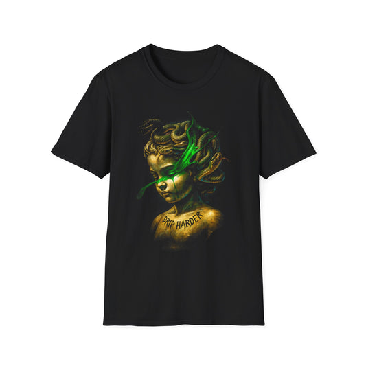 Abstract Gold & Green Portrait T‑Shirt — Ethereal Art Tee