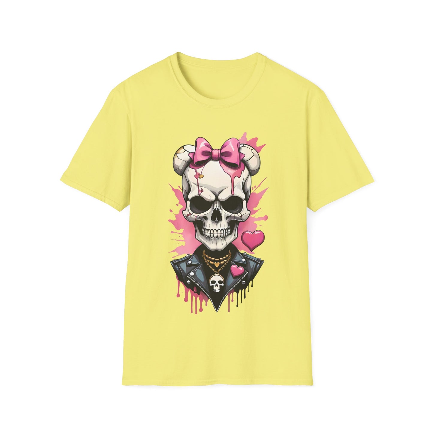 Skull Girl Graphic T-Shirt — Pink Bow Punk Skull Tee