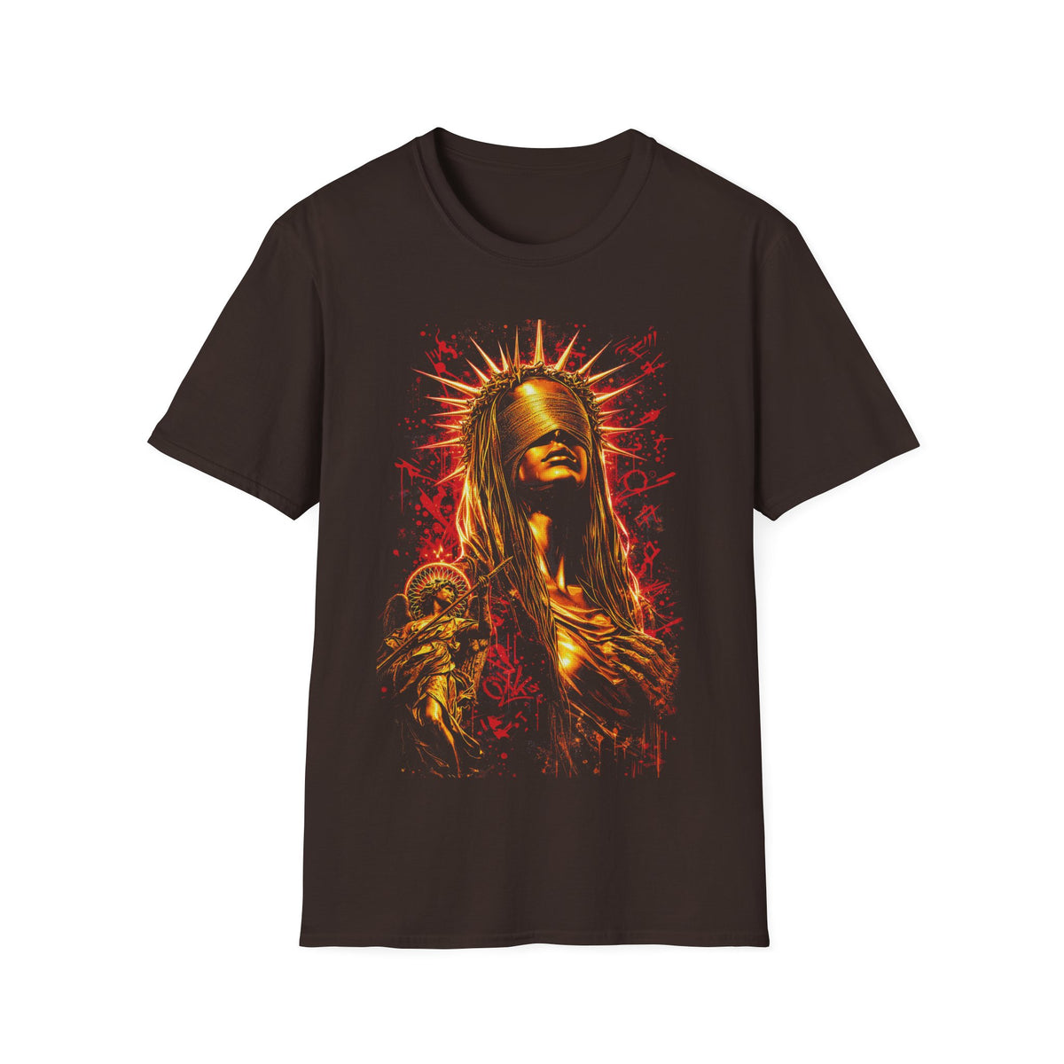 Saint of Flames T-Shirt — Fiery Religious Gothic Graphic Tee
