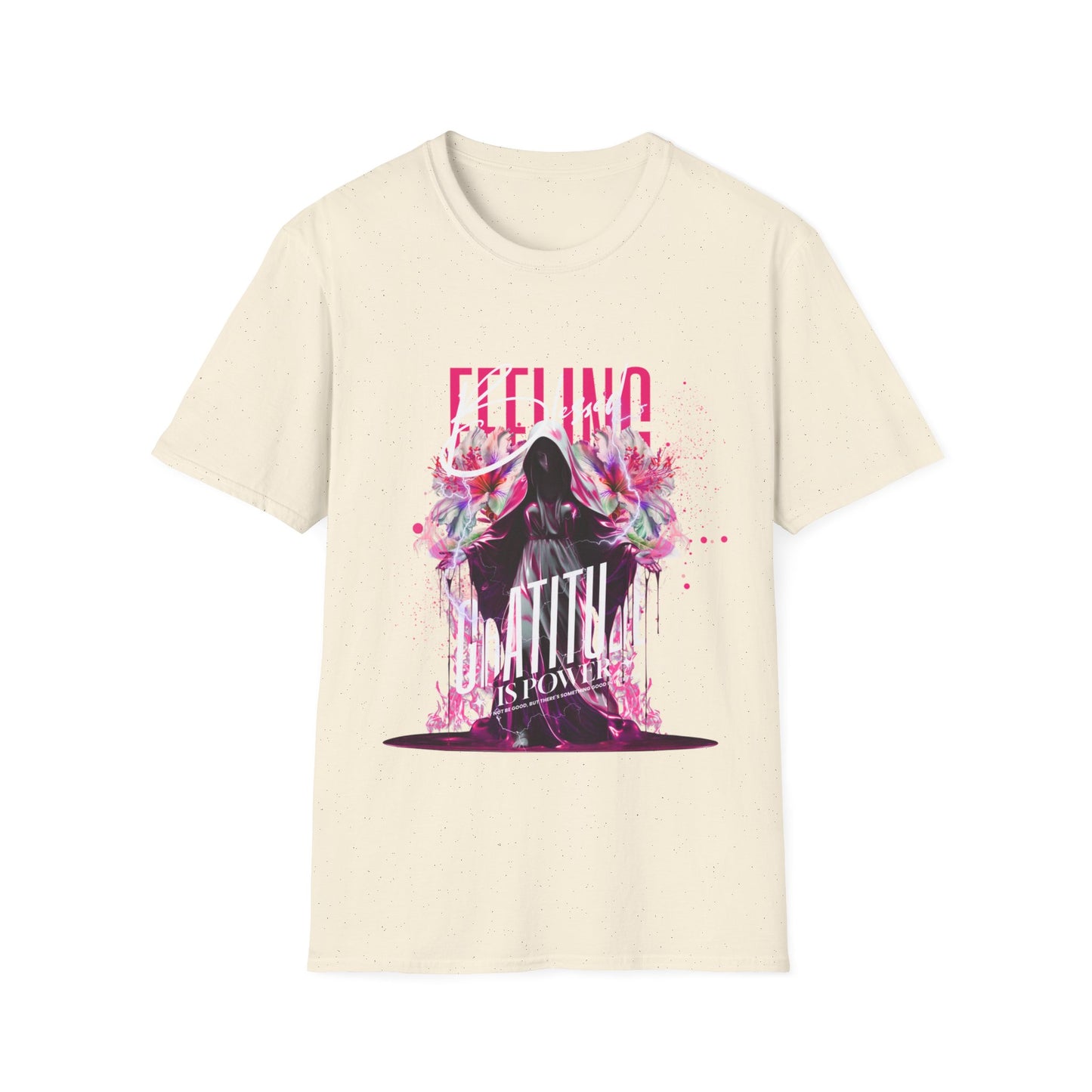 Feeling Beautiful Is Powerful T-Shirt — Floral Hooded Silhouette Tee