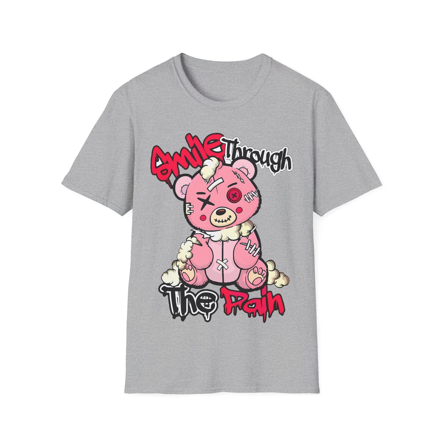 Smile Through The Pain T-Shirt — Cute Grunge Pink Teddy Graphic Tee