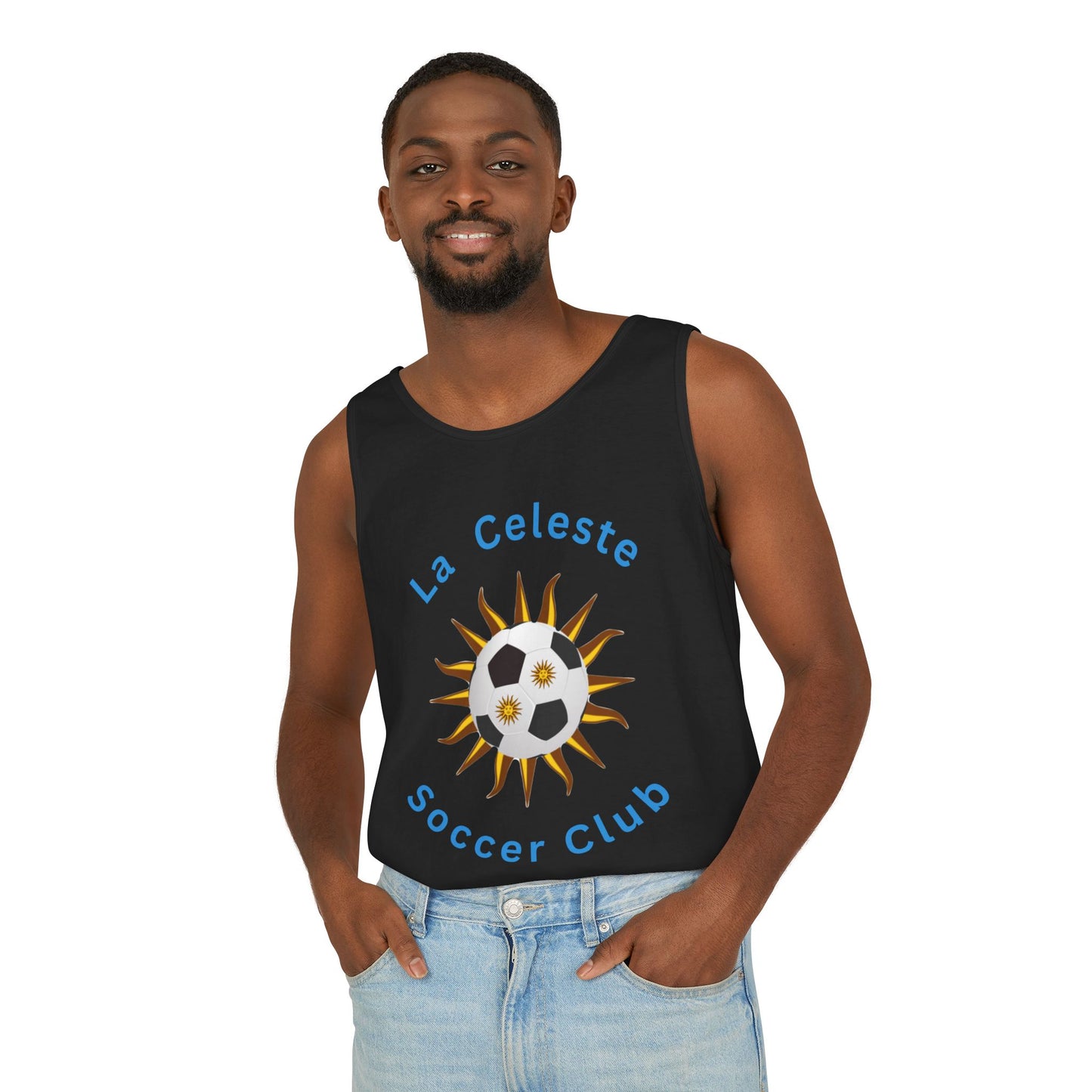 La Celeste Soccer Club Unisex Tank Top, Custom Soccer Team Top, Casual Athletic Wear, Summer Graphic Tee, Gifts for Soccer Lovers