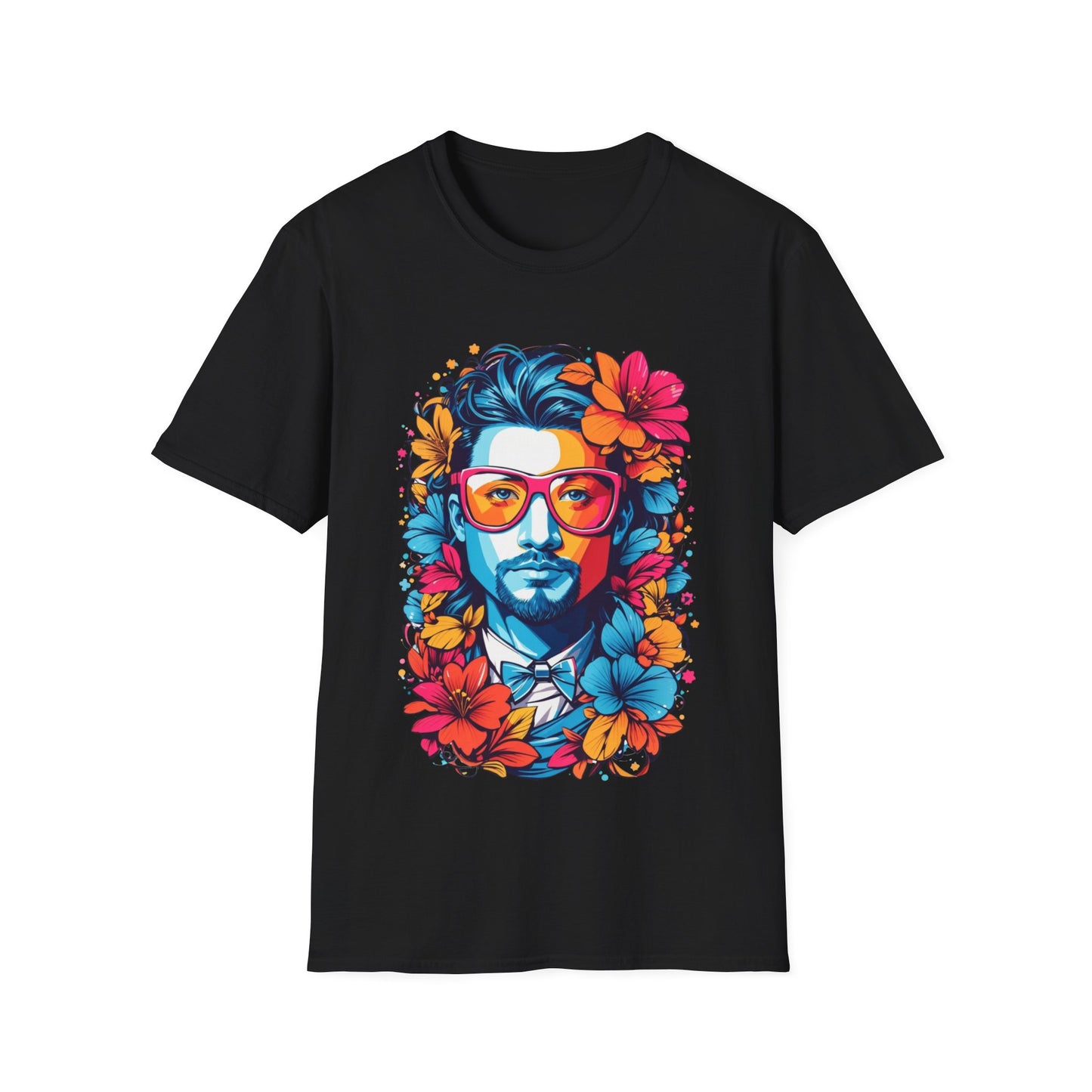 Vibrant Floral Portrait Unisex Softstyle T-Shirt
