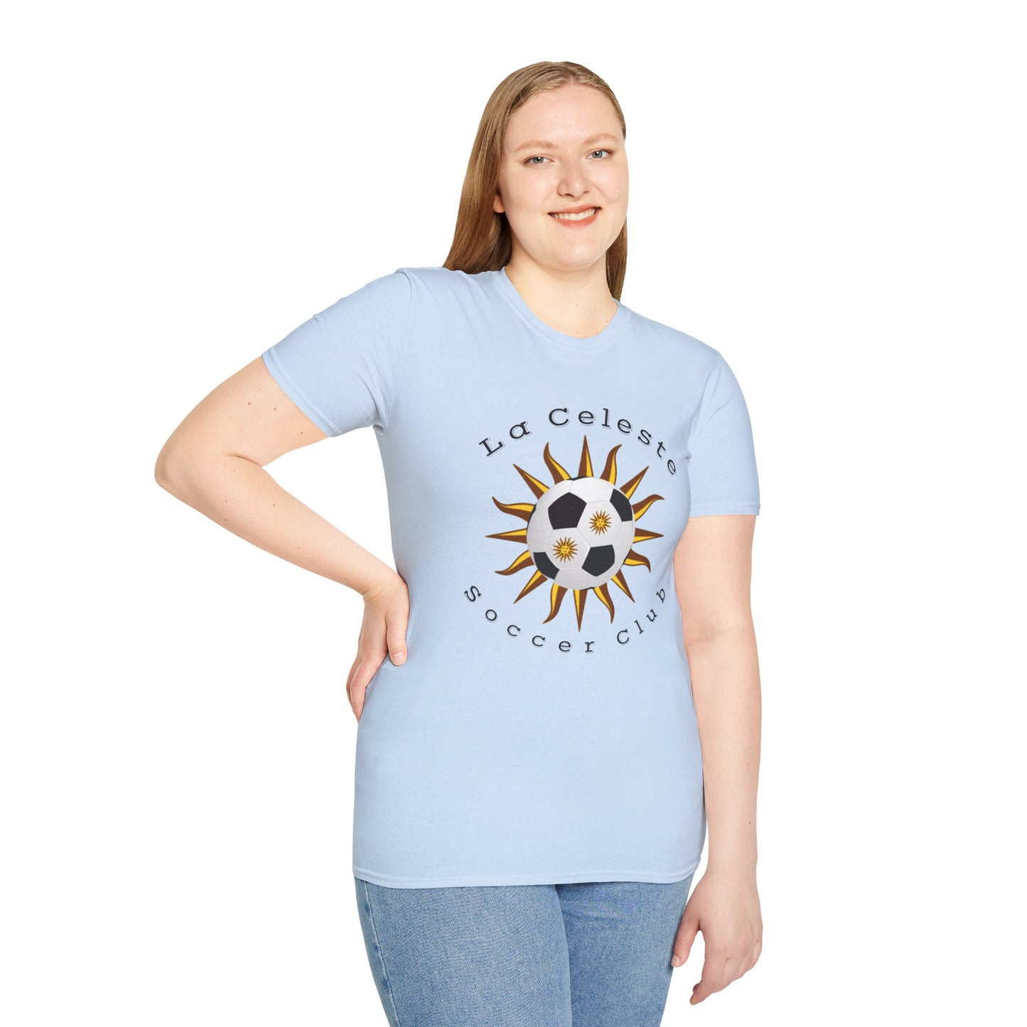 La Celeste Soccer Club Unisex Softstyle T-Shirt - Sporty Sun Design for Soccer Lovers