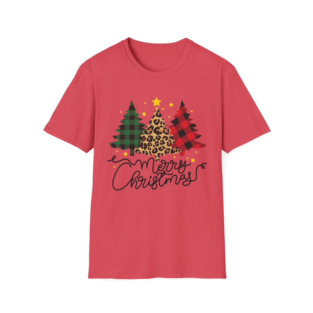 Christmas Buffalo Plaid & Leopard Tree T-Shirt — Merry Christmas Graphic Tee