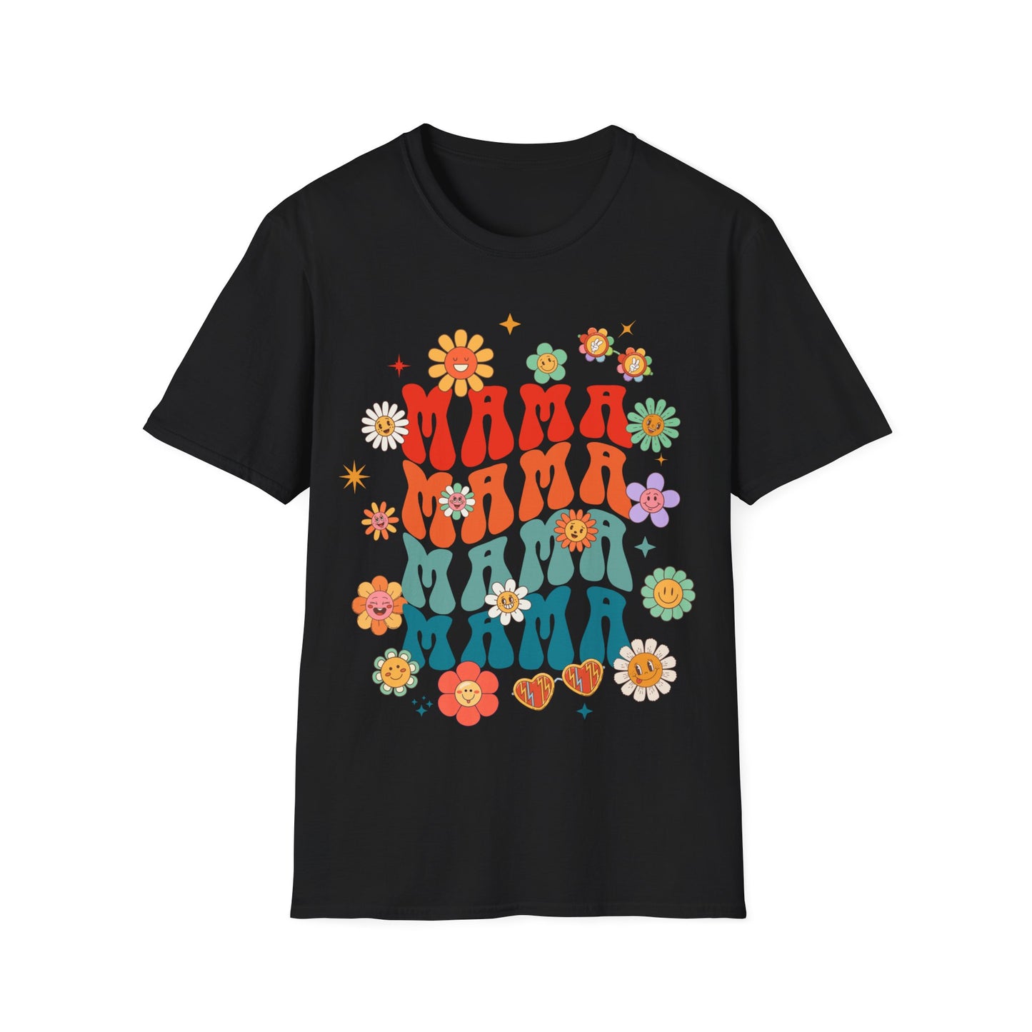 Colorful Floral Mama T-Shirt - Softstyle Tee for Moms