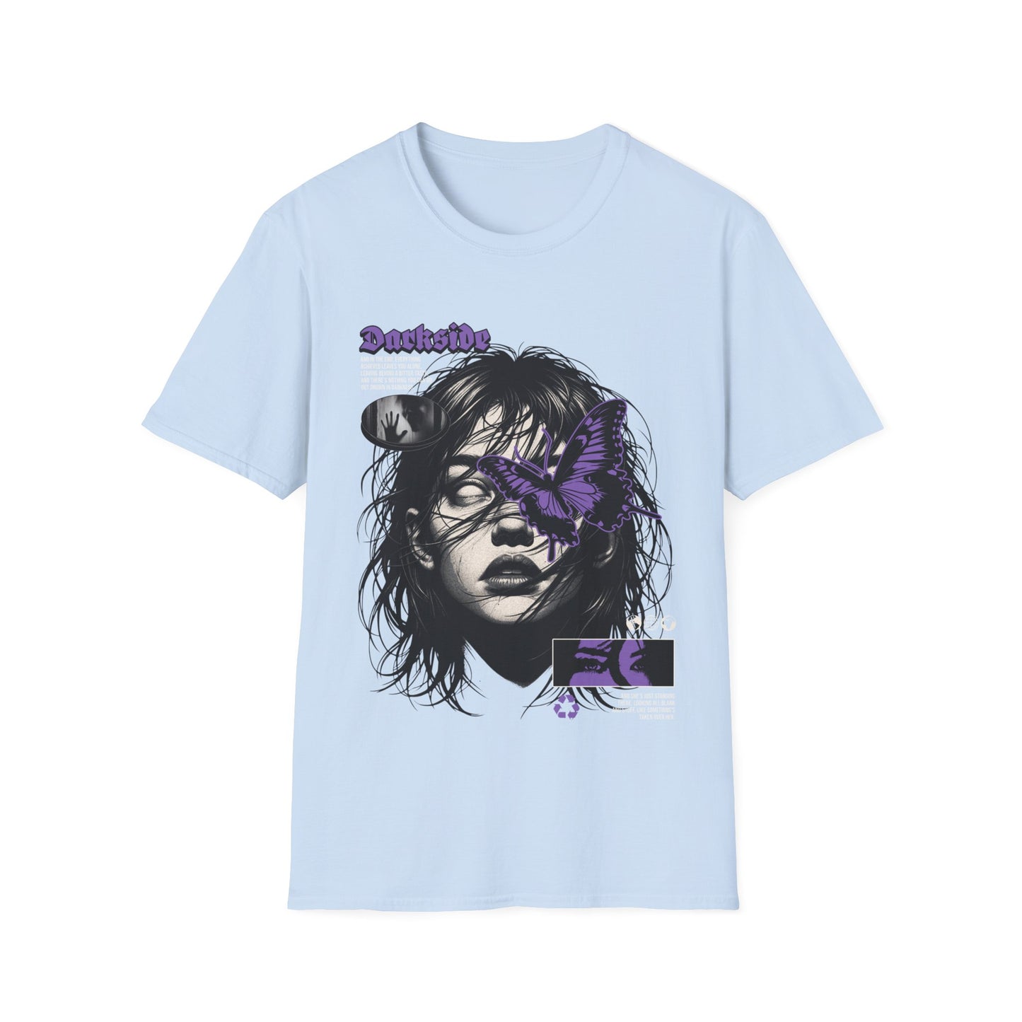 Graphic Tee - Moody Portrait with Purple Butterfly Accent