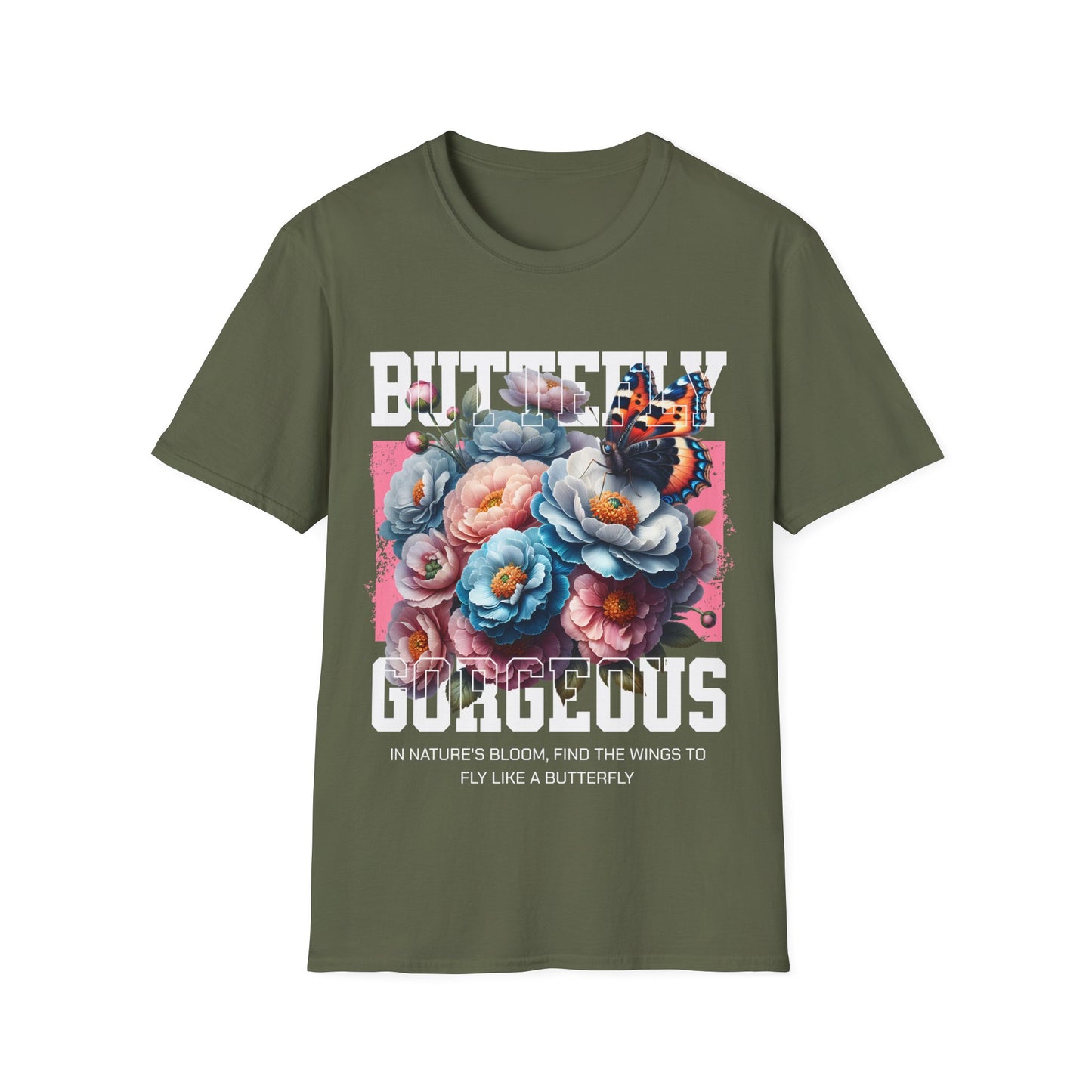 Butterfly Gorgeous Floral T-Shirt — Vintage Rose & Monarch Graphic Tee