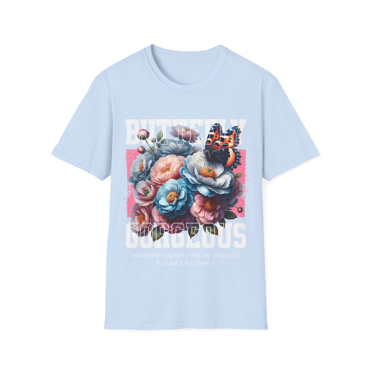 Butterfly Gorgeous Floral T-Shirt — Vintage Rose & Monarch Graphic Tee