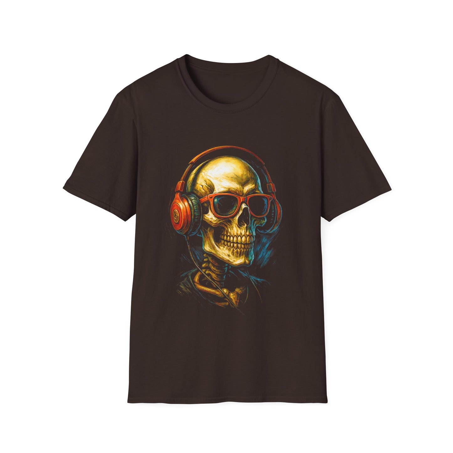 Skull DJ Graphic T-Shirt – Retro Headphones & Sunglasses Rock Tee