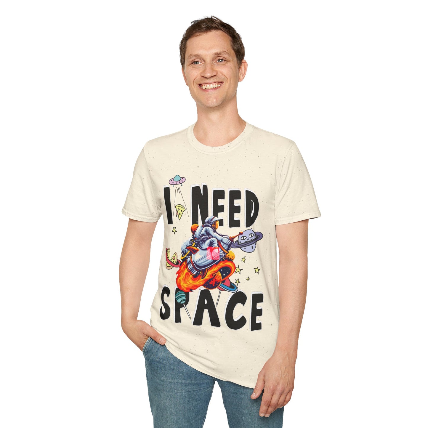 I Need Space Astronaut on a Rocket Unisex Tee