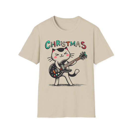 Christmas Cat Guitar T-Shirt