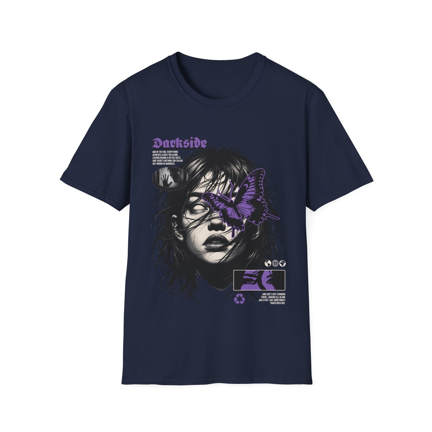 Graphic Tee - Moody Portrait with Purple Butterfly Accent