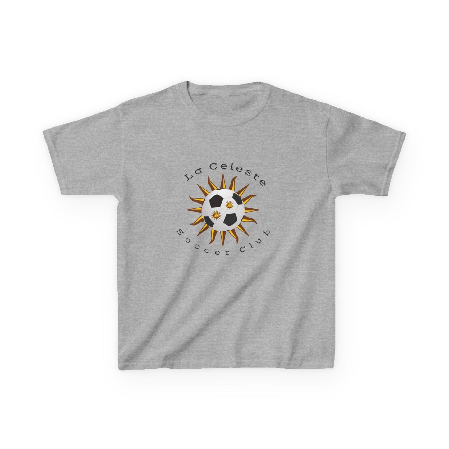 La Celeste S.C. YOUTH, 100% COTTON Heavy T-Shirt | Sun & Soccer Ball Crest