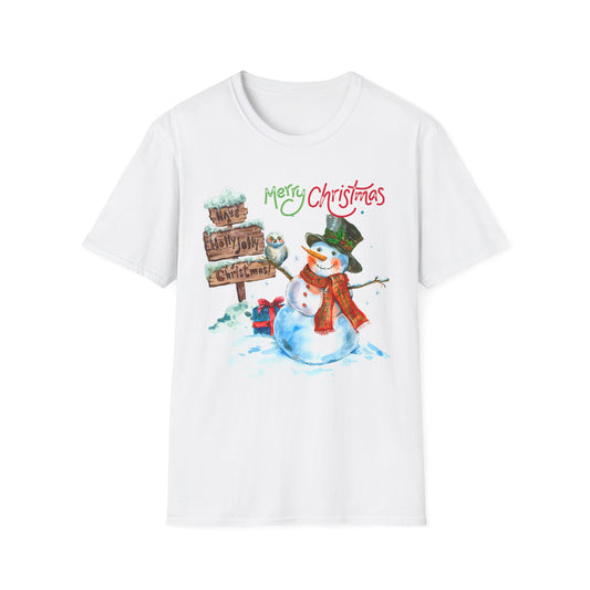 Merry Christmas Snowman T-Shirt — Festive Holiday Graphic Tee