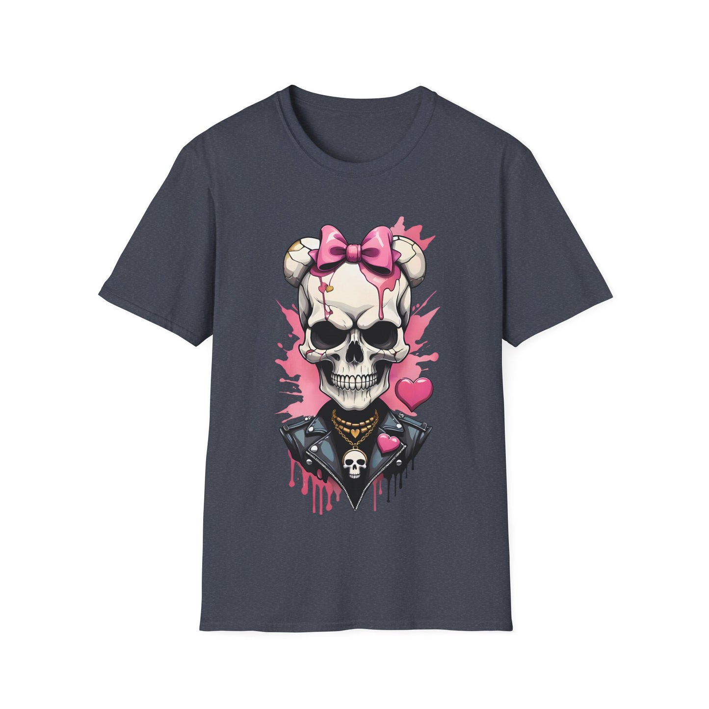 Skull Girl Graphic T-Shirt — Pink Bow Punk Skull Tee
