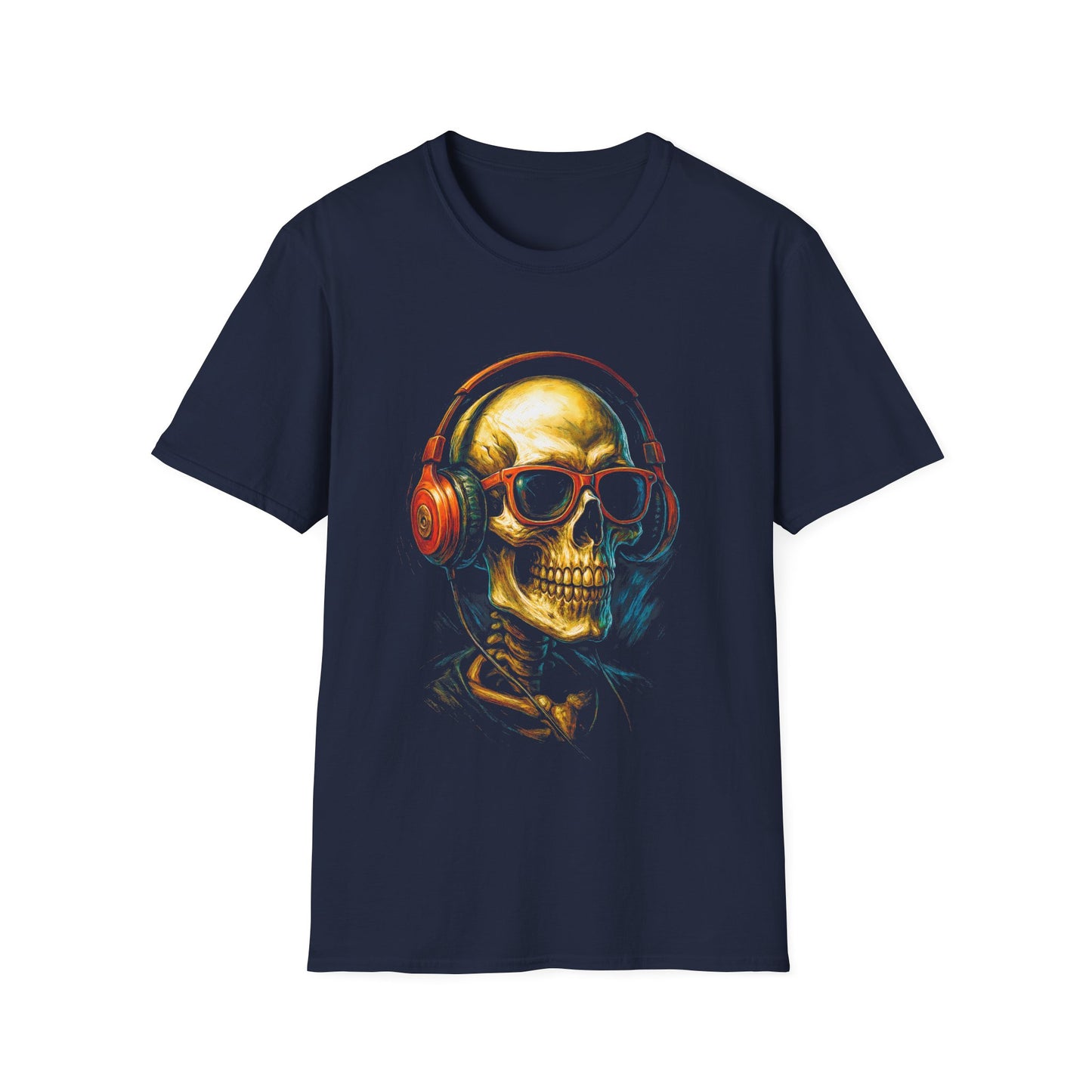 Skull DJ Graphic T-Shirt – Retro Headphones & Sunglasses Rock Tee
