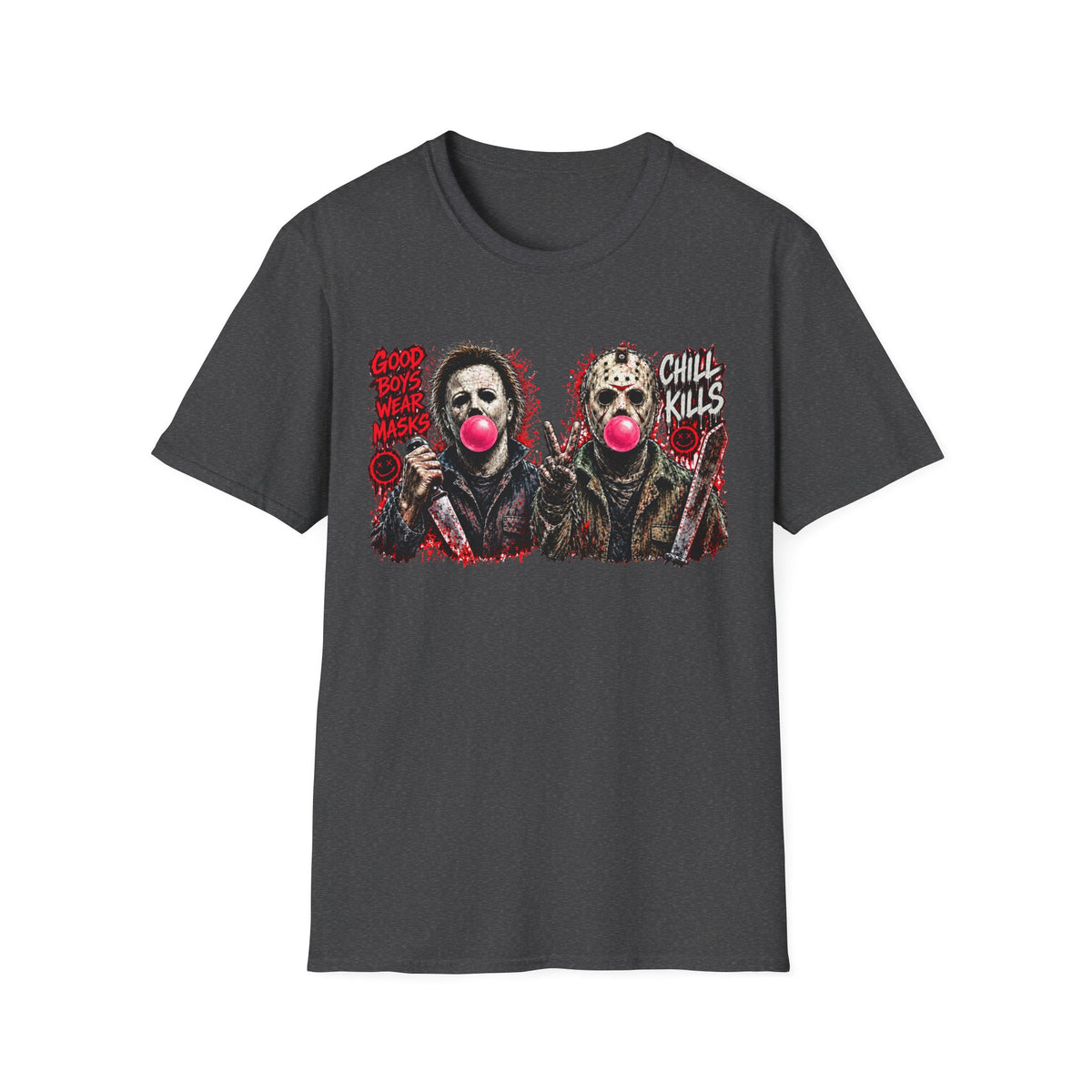 Masked Duo Horror Graphic T-Shirt