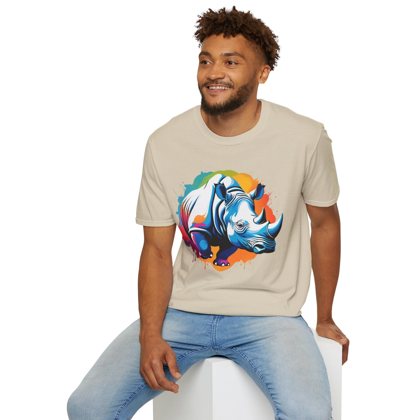 Multicolored Rhino Graphic Unisex  T-Shirt