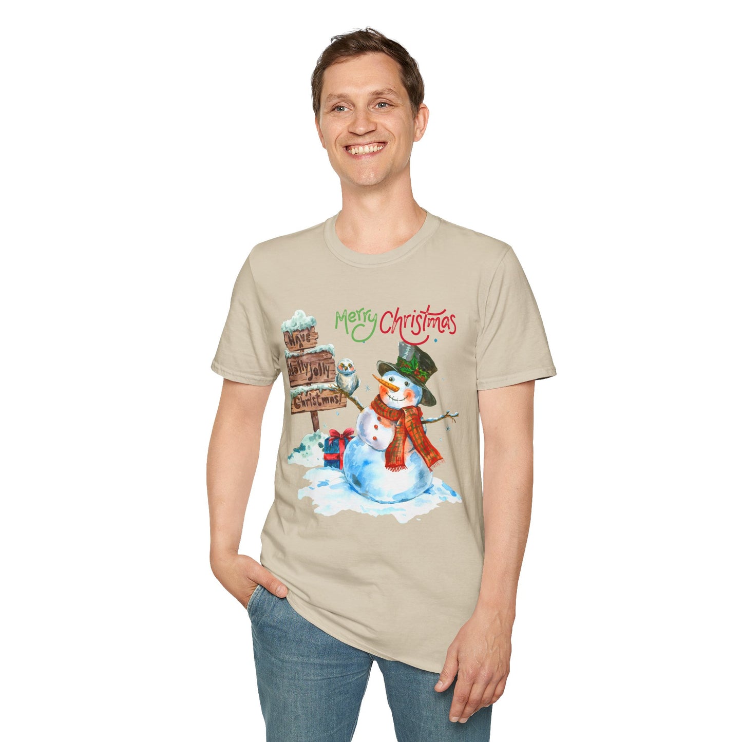 Frosty Fun Merry Christmas Snowman Unisex Tee