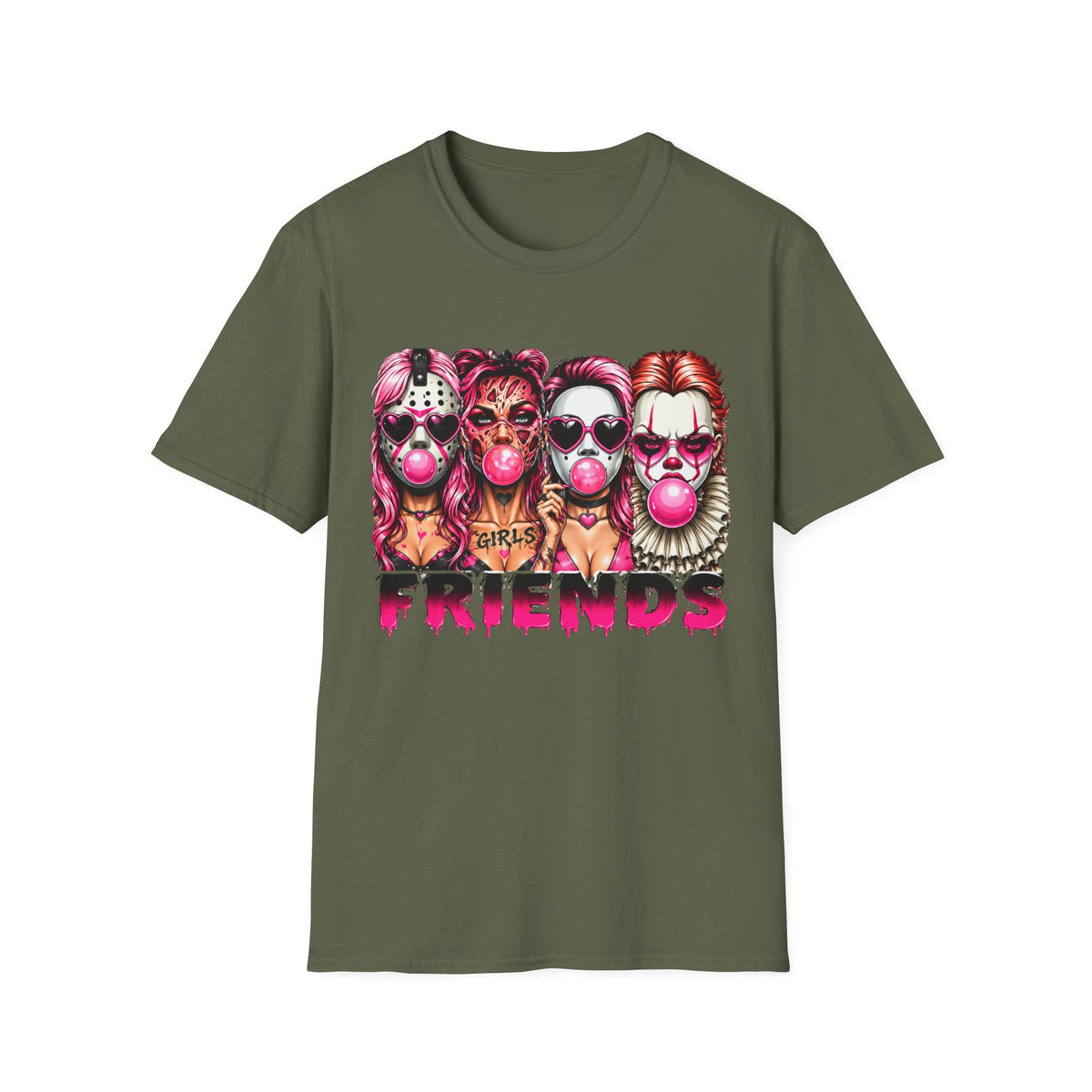Friends Horror  Graphic T-Shirt – Colorful Retro Character Design