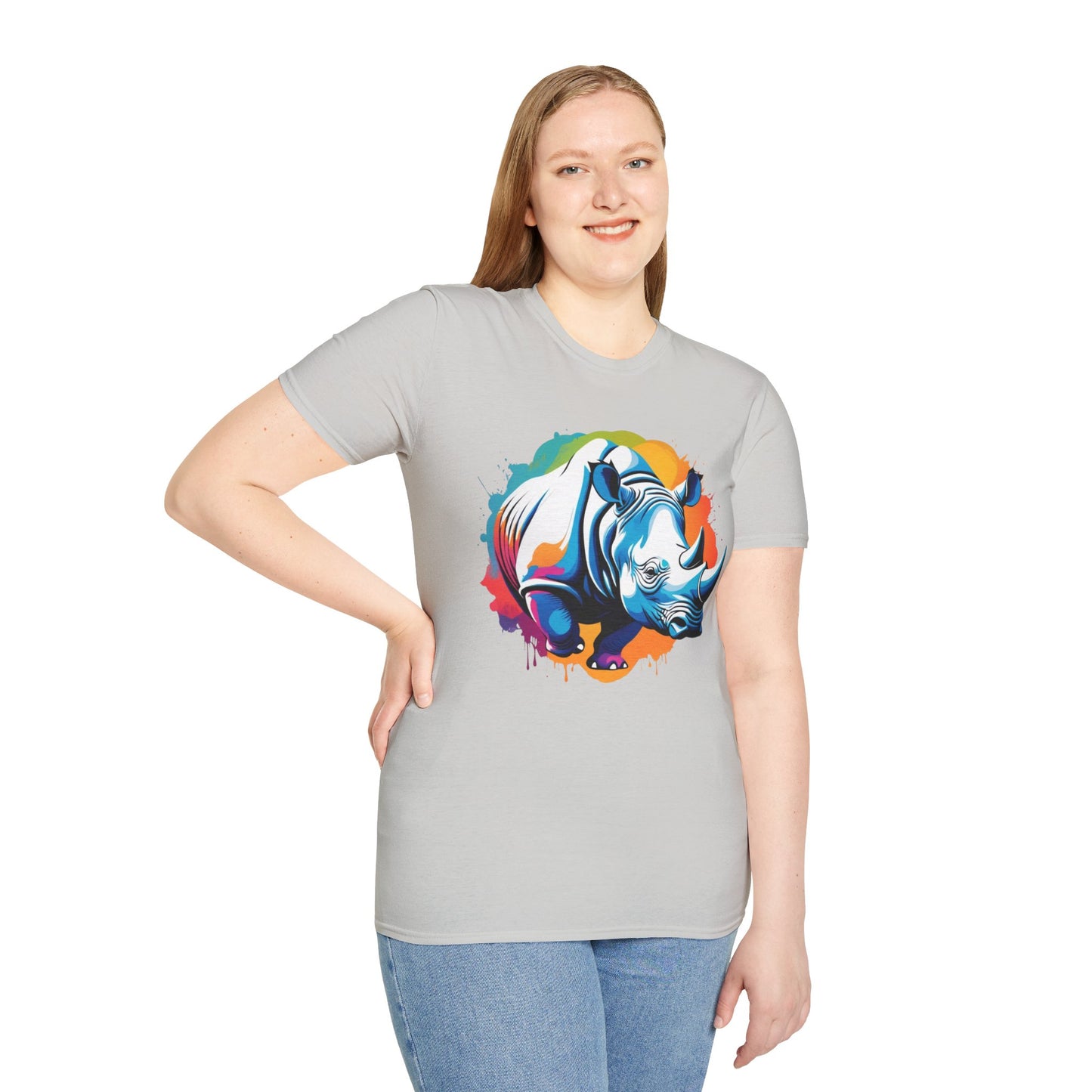 Multicolored Rhino Graphic Unisex  T-Shirt