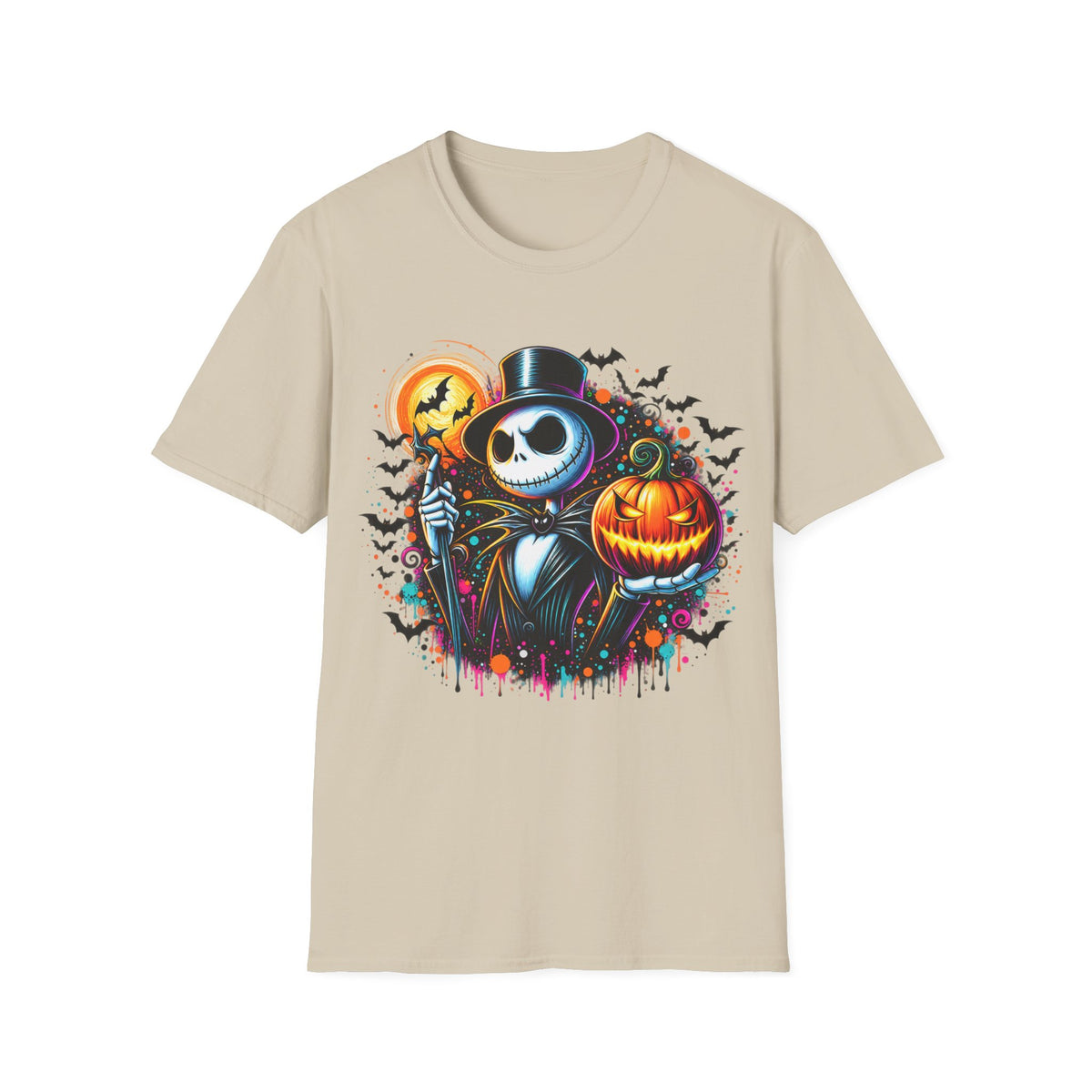 Halloween Jack Skellington T-Shirt — Pumpkin & Bats Spooky Tee