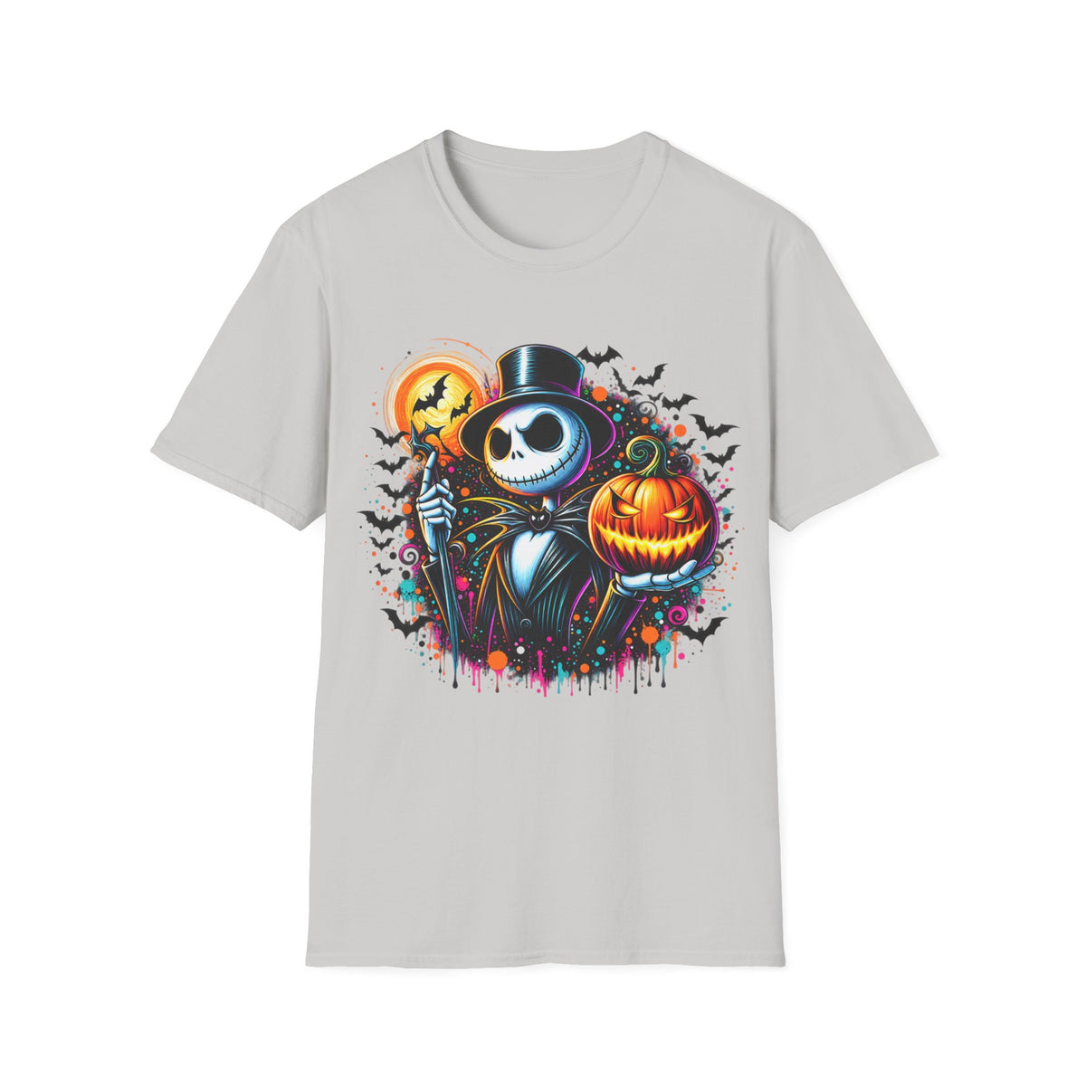 Halloween Jack Skellington T-Shirt — Pumpkin & Bats Spooky Tee