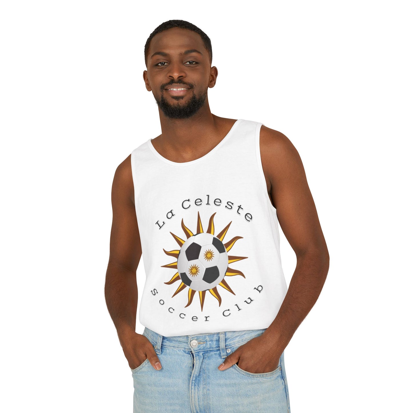 La Celeste Soccer Club Unisex Tank Top, Custom Soccer Team Top, Casual Athletic Wear, Summer Graphic Tee, Gifts for Soccer Lovers