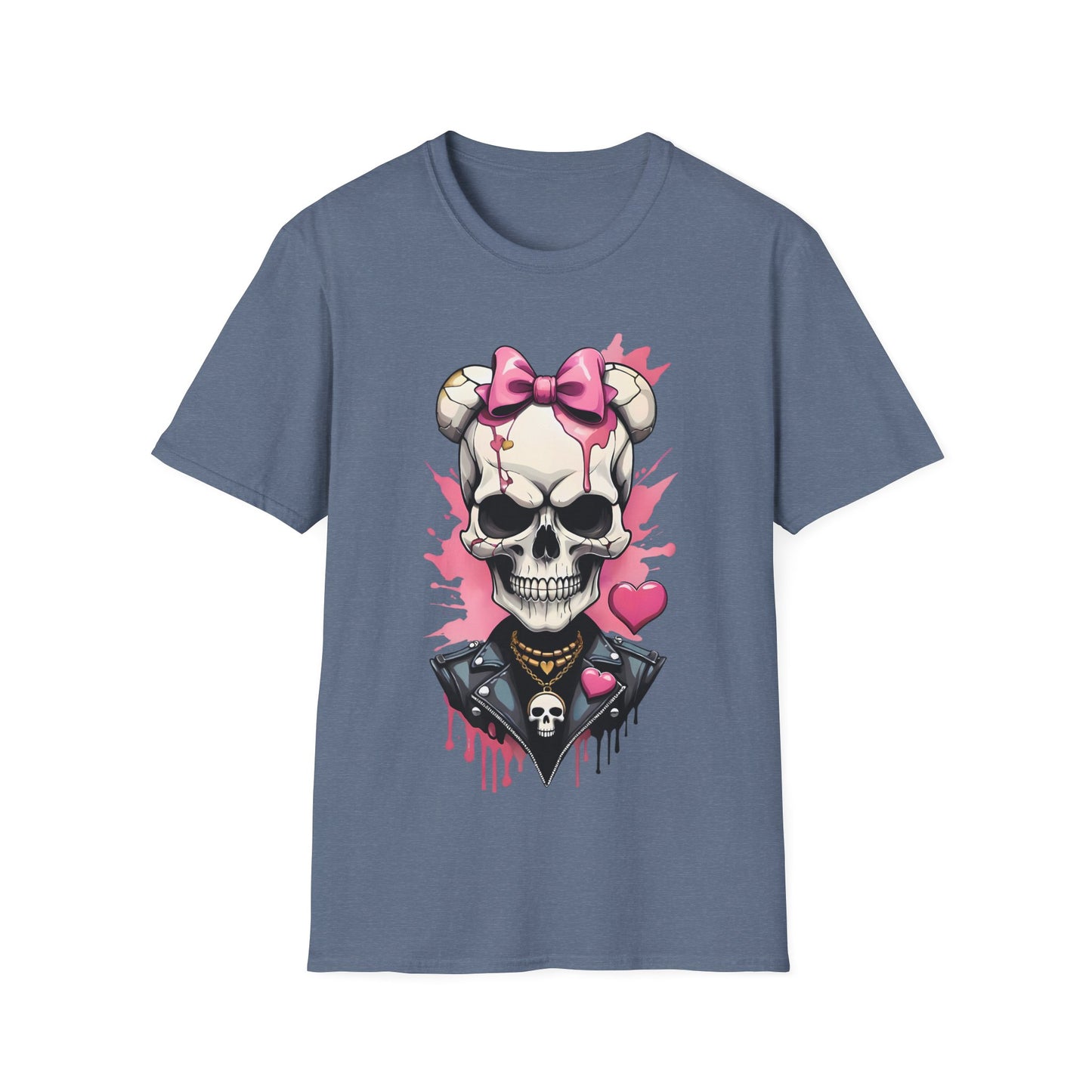 Skull Girl Graphic T-Shirt — Pink Bow Punk Skull Tee