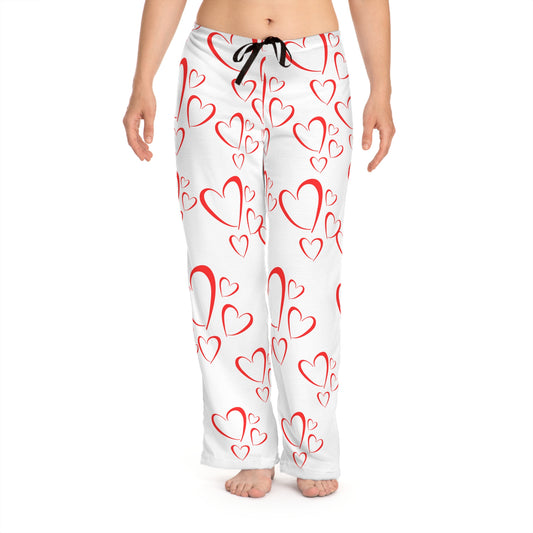 In Love Hearts Print Pajama Pants