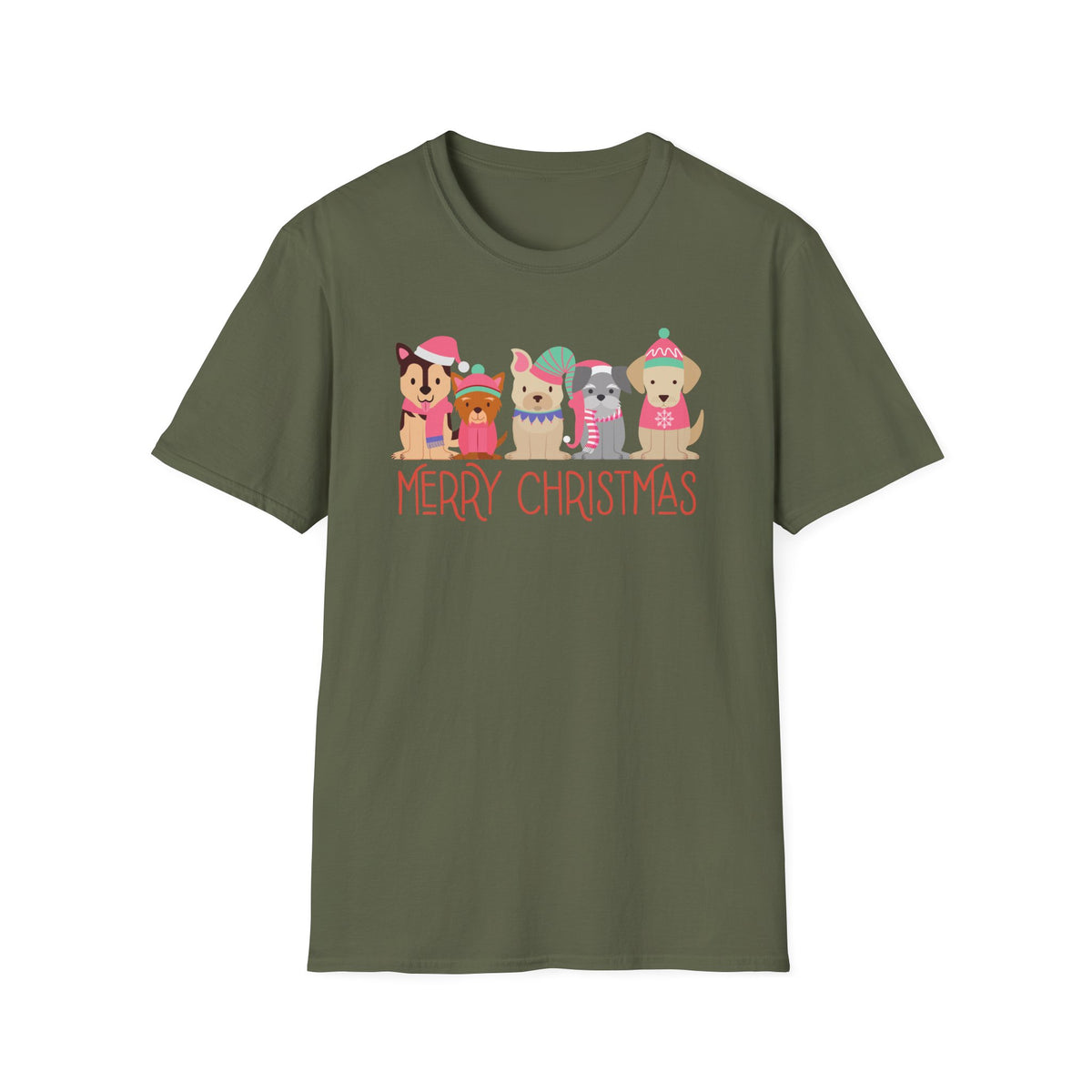 Merry Christmas Dogs T-Shirt — Cute Holiday Puppies Graphic Tee