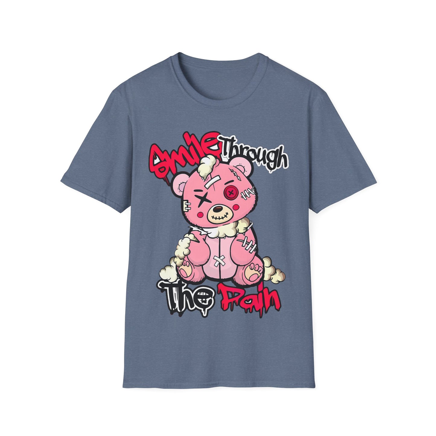Smile Through The Pain T-Shirt — Cute Grunge Pink Teddy Graphic Tee
