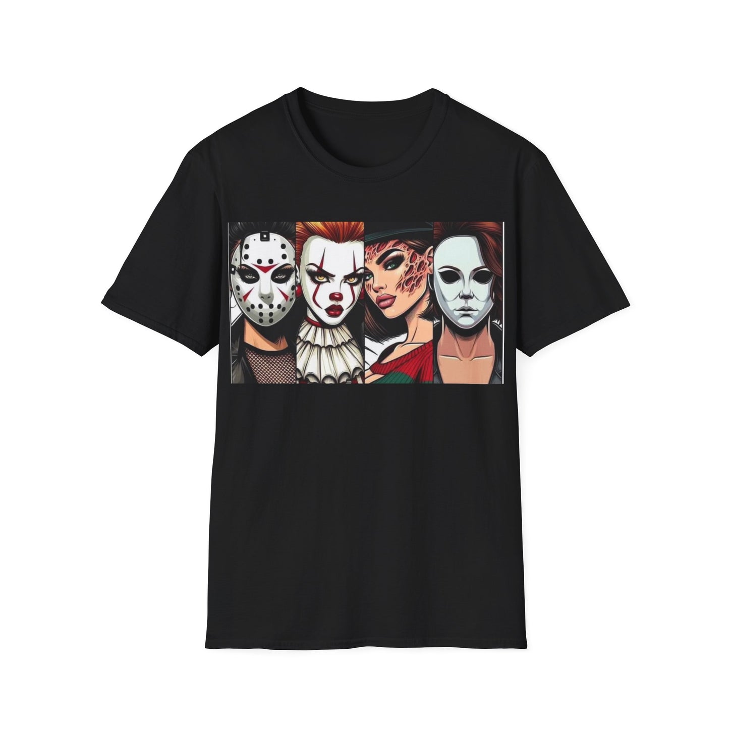 Horror Icons Graphic T-Shirt — Masks Collage Halloween Tee