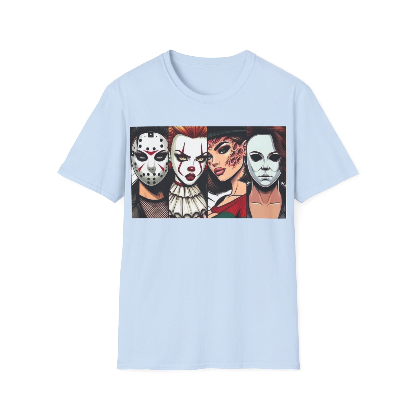 Horror Icons Graphic T-Shirt — Masks Collage Halloween Tee