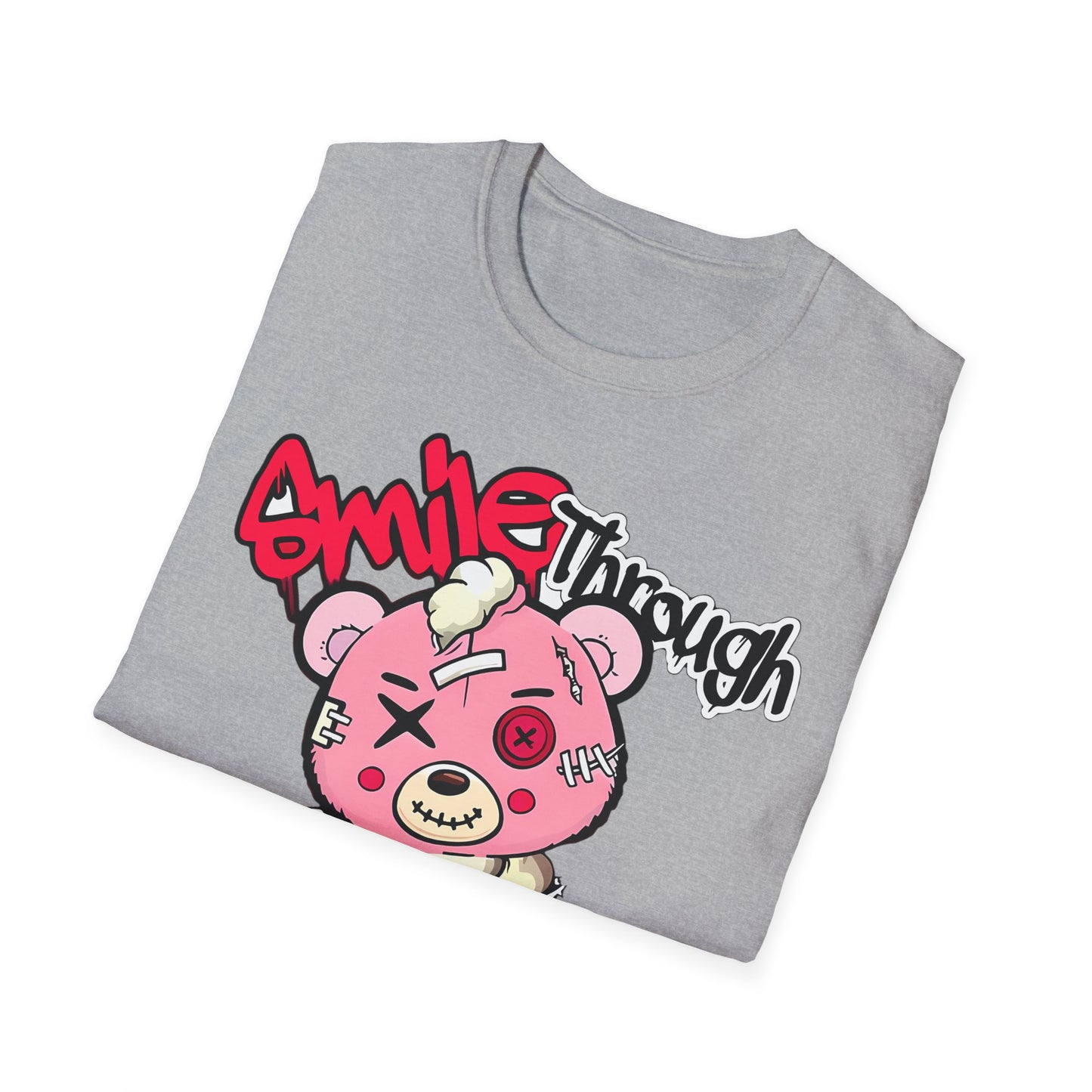 Smile Through The Pain T-Shirt — Cute Grunge Pink Teddy Graphic Tee