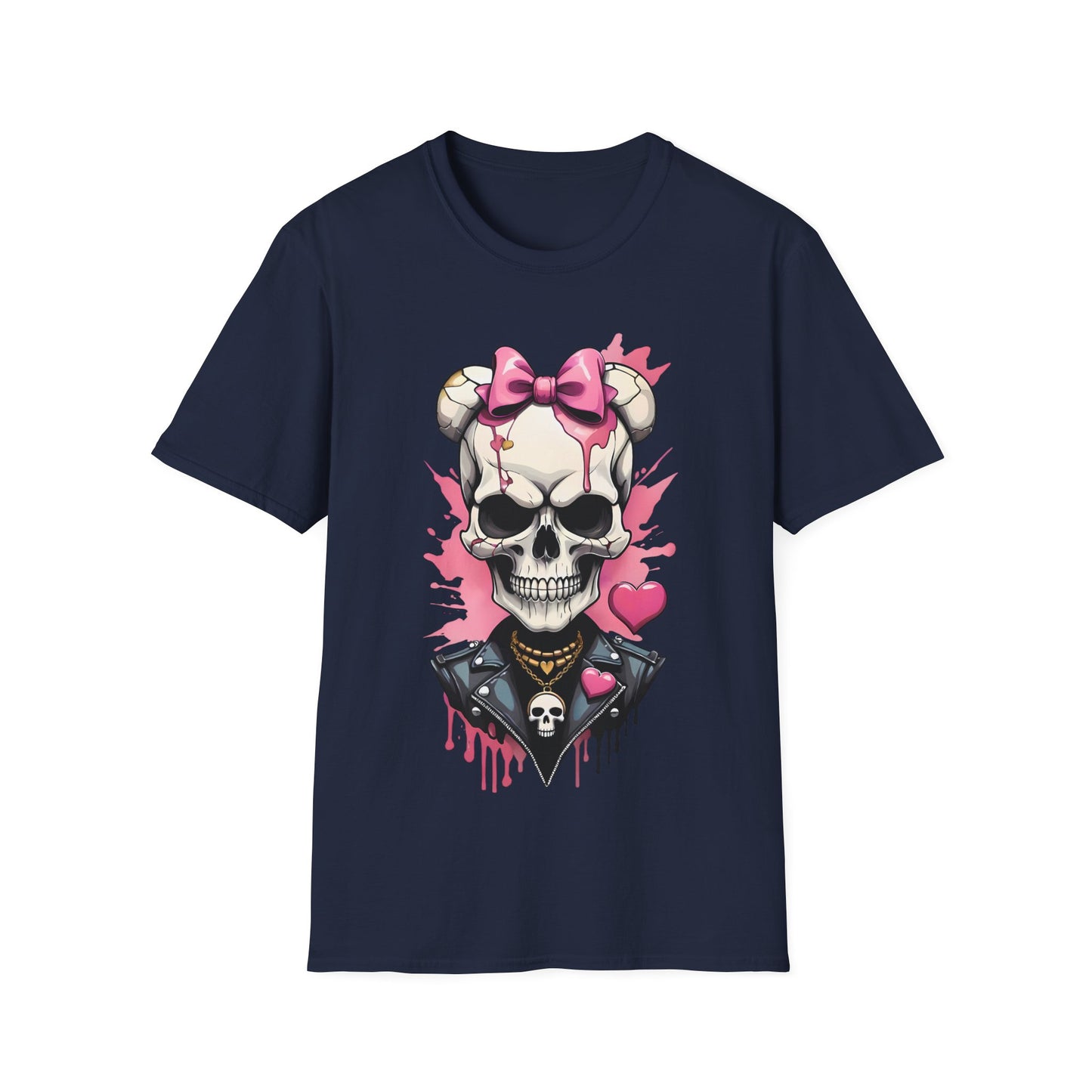 Skull Girl Graphic T-Shirt — Pink Bow Punk Skull Tee