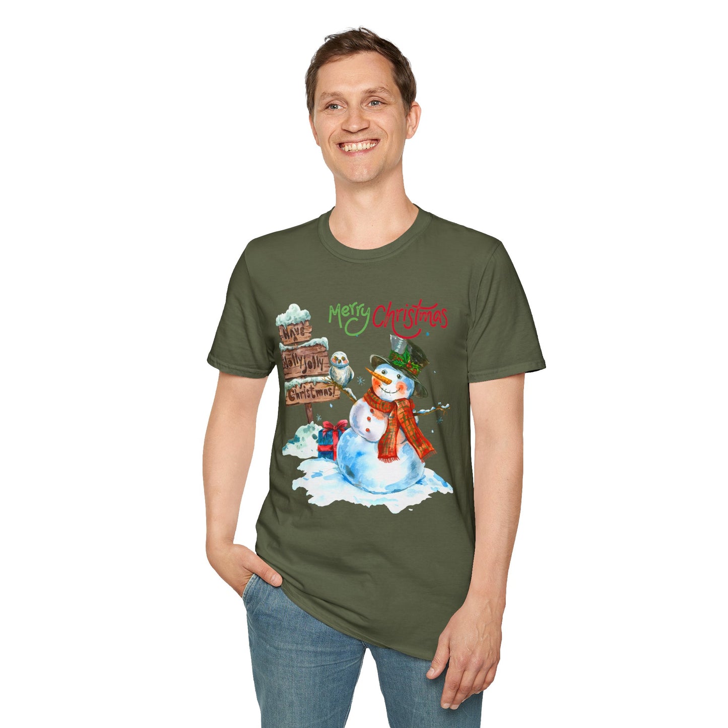 Frosty Fun Merry Christmas Snowman Unisex Tee