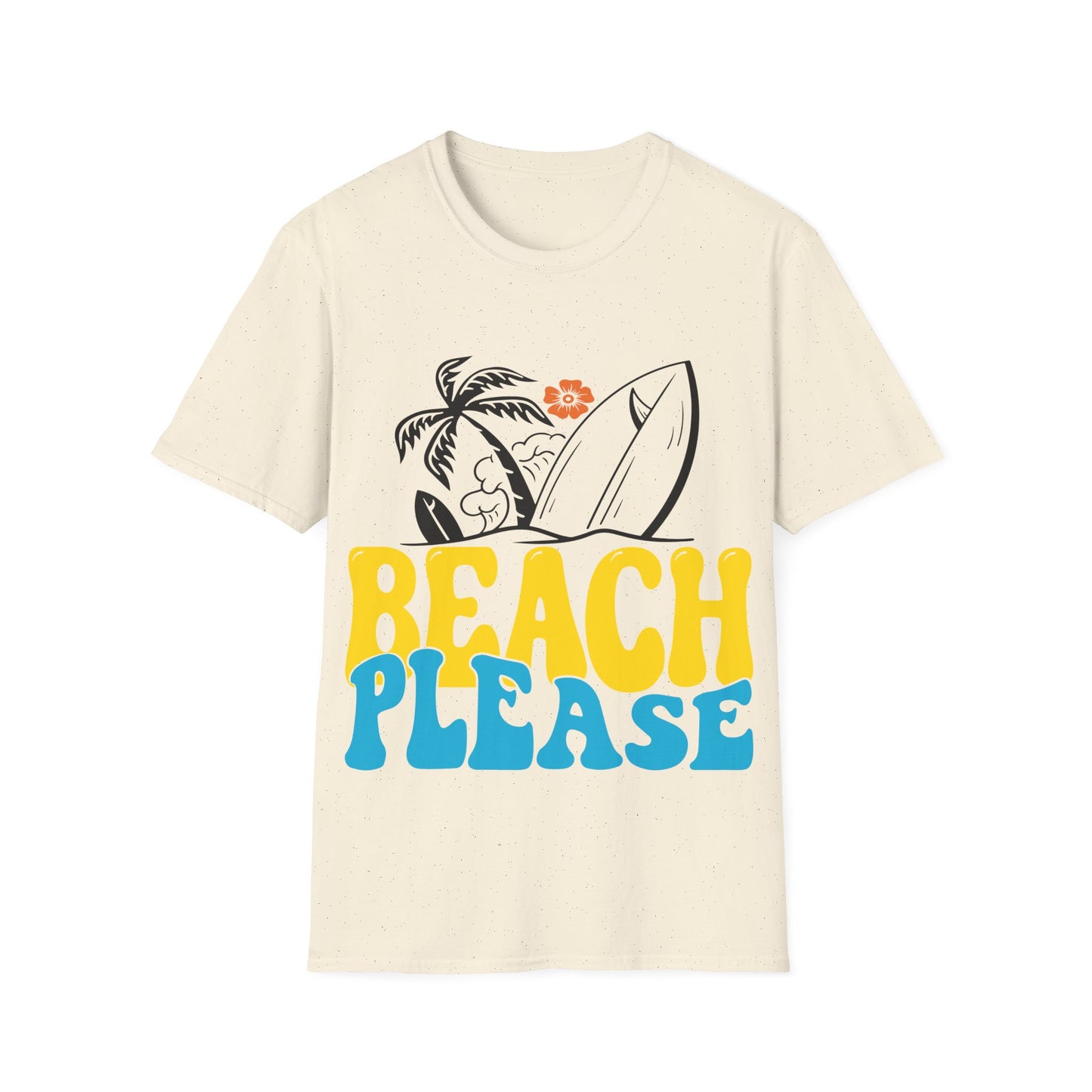 Beach Please T-Shirt – Retro Surf Palm Tree Tee