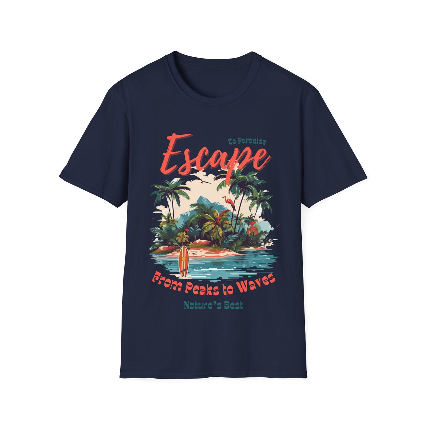 Escape to Paradise Unisex Softstyle T-Shirt – Tropical Beach Vibes