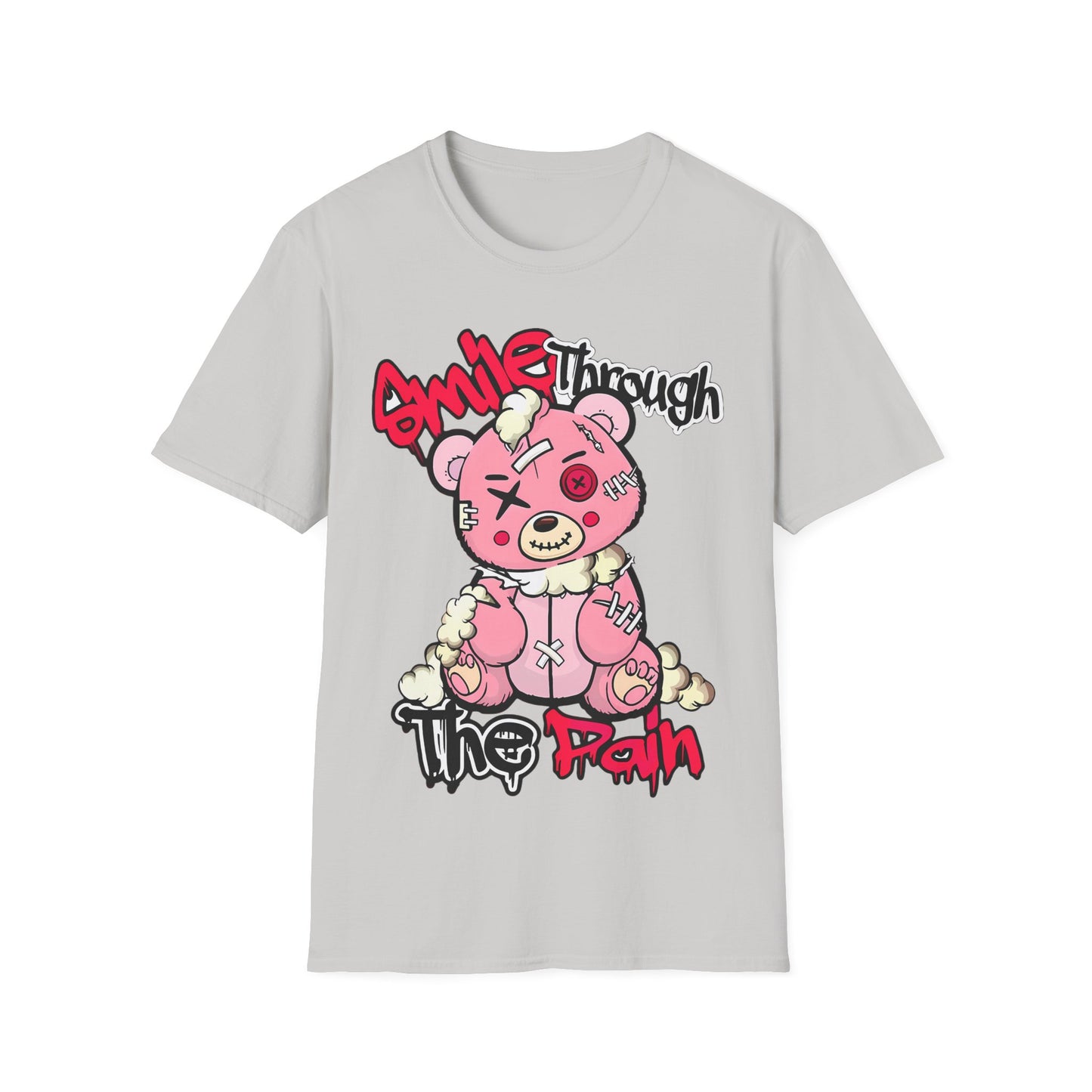 Smile Through The Pain T-Shirt — Cute Grunge Pink Teddy Graphic Tee