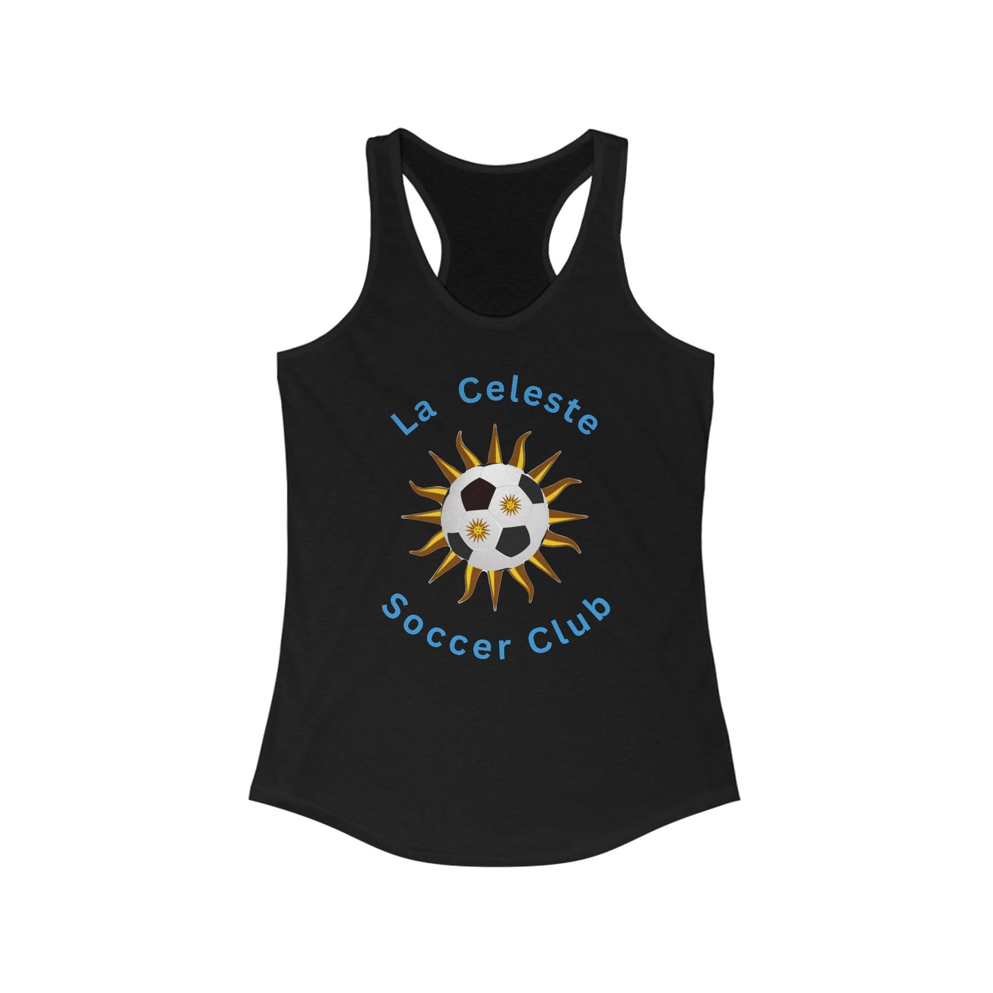 La Celeste Soccer Club Racerback Tank | Sporty Everyday Wear, Summer Activewear, Gifts for Soccer Lovers, Workout Top, Team Apparel