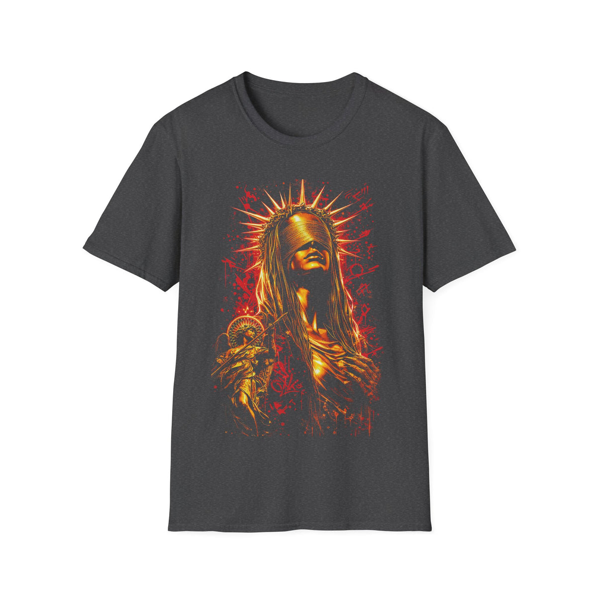 Saint of Flames T-Shirt — Fiery Religious Gothic Graphic Tee
