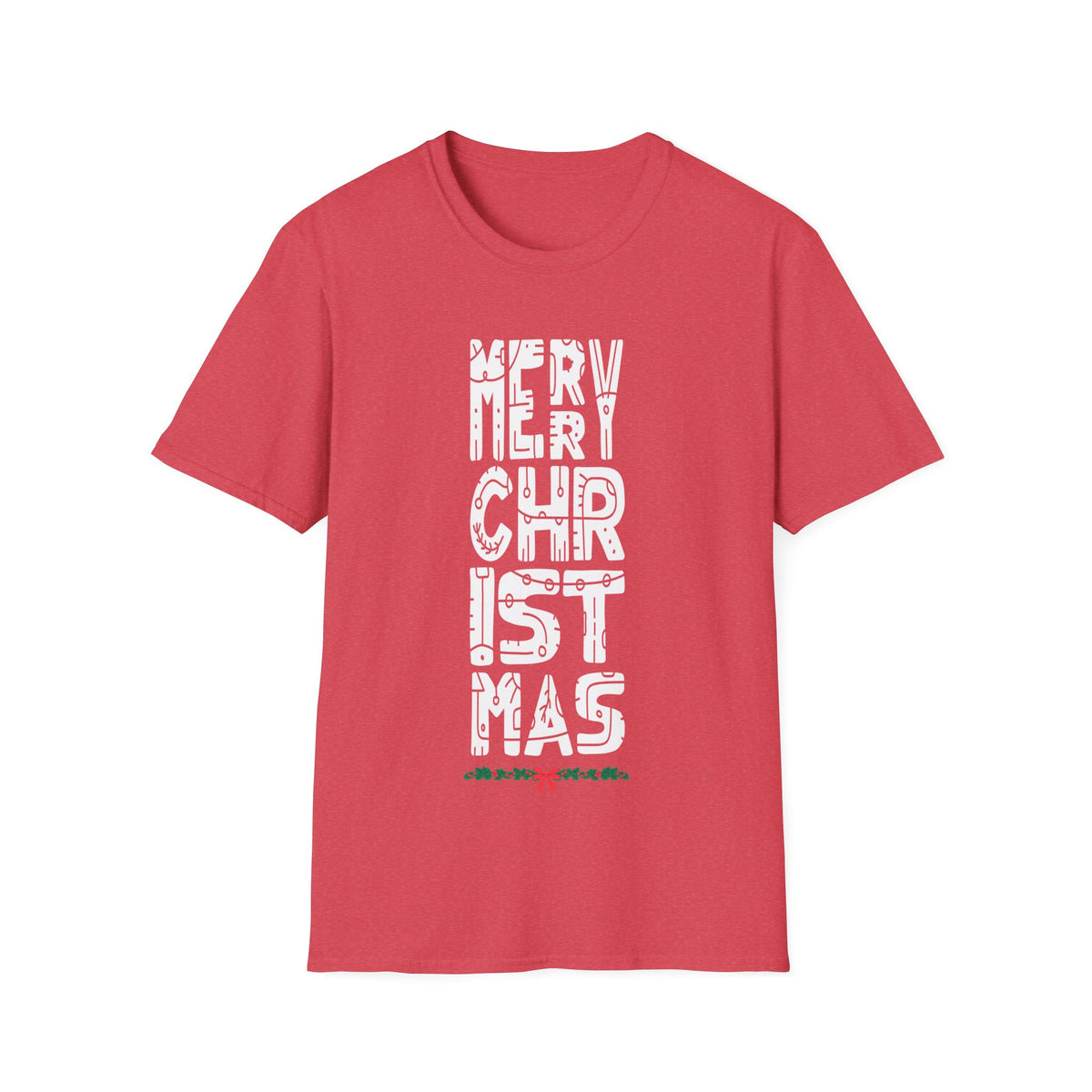 Christmas Vertical Text T-Shirt — "Merry Christmas" Graphic Tee