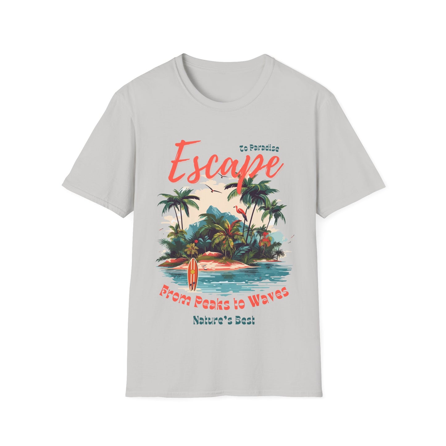 Escape to Paradise Unisex Softstyle T-Shirt – Tropical Beach Vibes